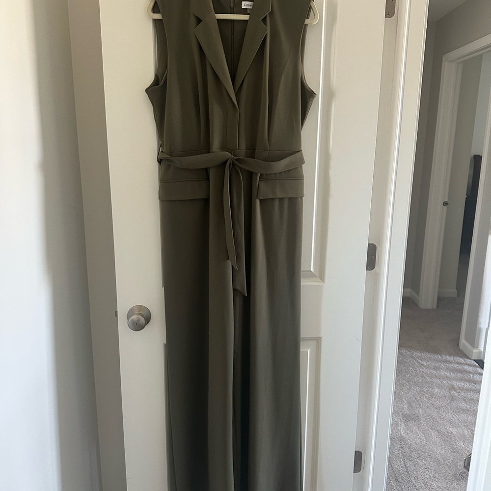 Calvin Klein Sleeveless Olive Jumpsuit